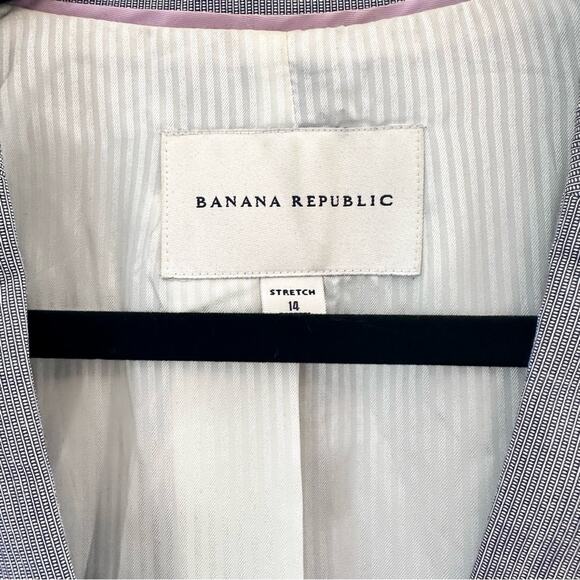 Banana Republic Women's Blazer Tailored Fit Navy/White Stretch Size 14 - Picture 2 of 4